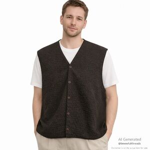 J Hane Barnes M/M Navy Textured Wool Button Sweater Vest Vintage